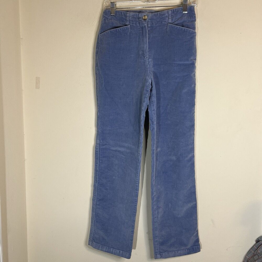Talbots Vintage Corduroy Pants Womens 4 Baggy Tapered Leg Stretch Blue